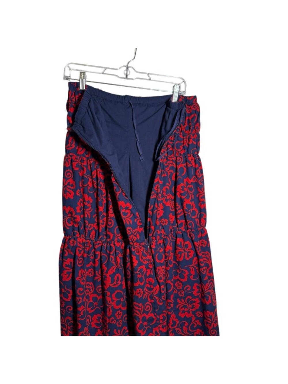 Anthropologie Sundry ALoha Navy & Red Floral Strapless Maxi Dress With Smocked 2 - Picture 5 of 8